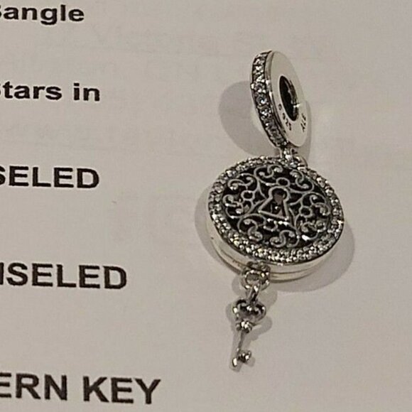 Authentic Pandora Sterling Silver *RETIRED* Regal Key Dangle Charm 797660CZ - Picture 11 of 13